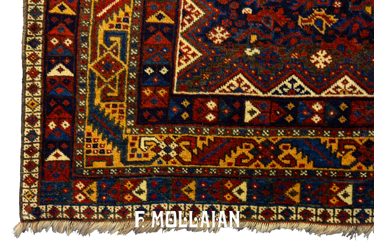 Antique Khamse Rug Chicken Design Deep Blue Field n°:980280